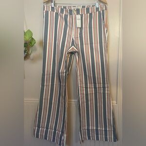 NWT Anthropologie Bell Bottom Stripe Chinos 12